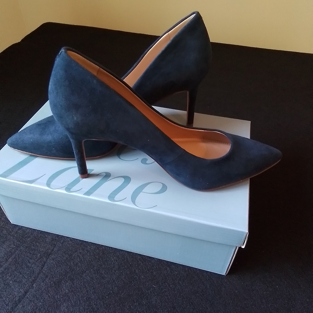 Elegant Navy Blue Suede Heels